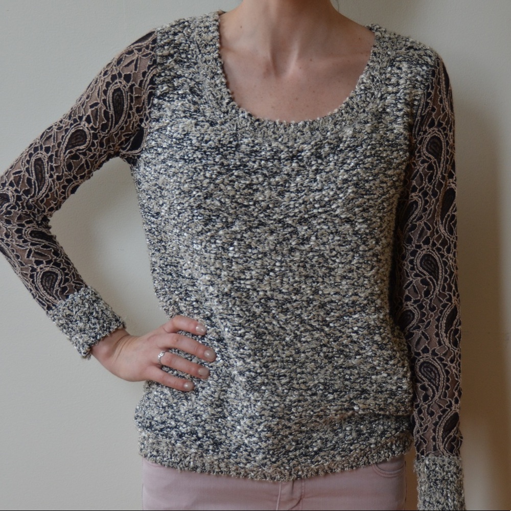 Lace/Detailed Sleeve Sweater